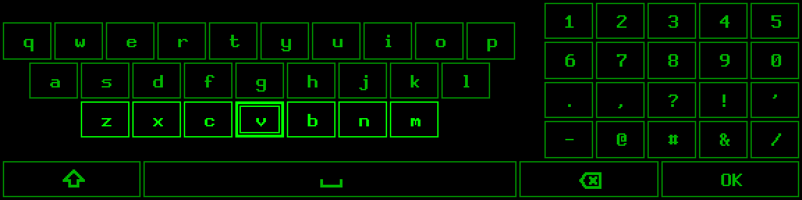 Keyboard: symbols beside, two tiles, outline