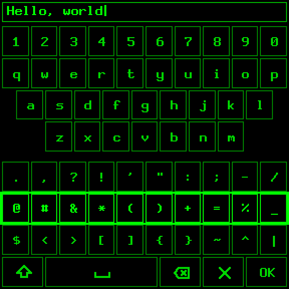 Keyboard: symbols below, digits row