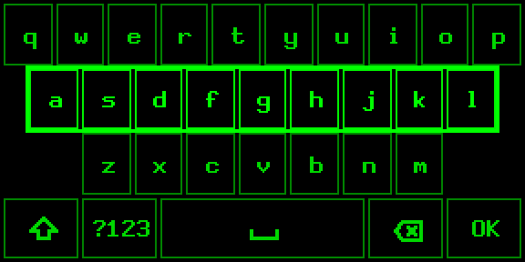 Keyboard: QWERTY, choosing a row