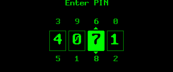 Number roller: PIN